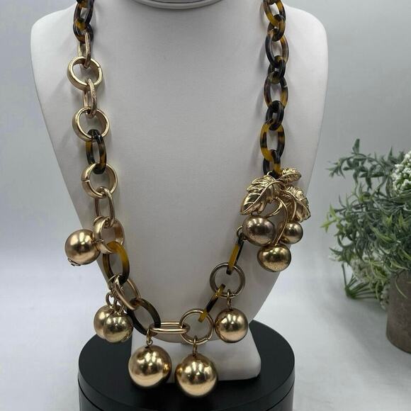 J. Crew Gold and Brown Statement Necklace - Picture 1 of 14
